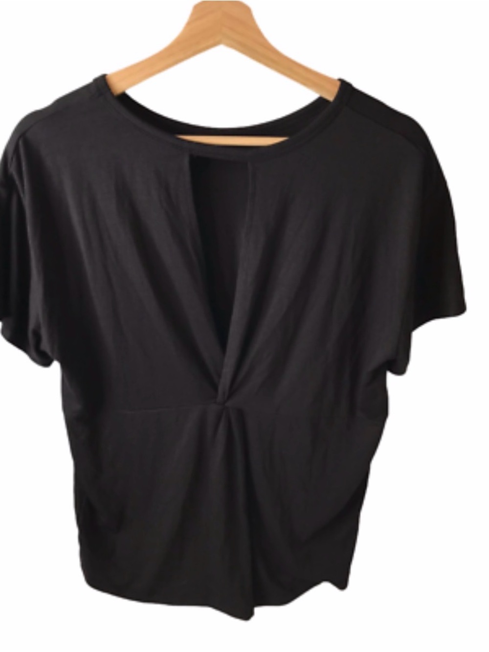 Athleta Black Short Sleeve Twist-back workout top Tee